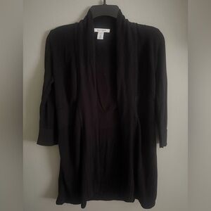 White House Black Market lightweight black Open-Front Cardigan 3/4 sleeve XXS